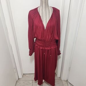 Tahari Long Sleeve Flattering Red Dress